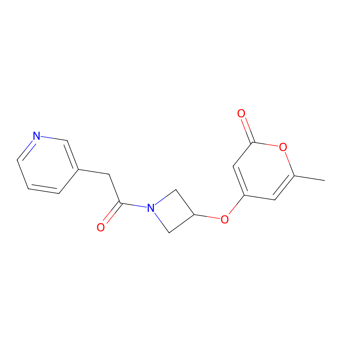 6-methyl-4-({1-[2-(pyridin-3-yl)acetyl]azetidin-3-yl}oxy)-2H-pyran-2-one molecular structure, CAS 1798541-32-8