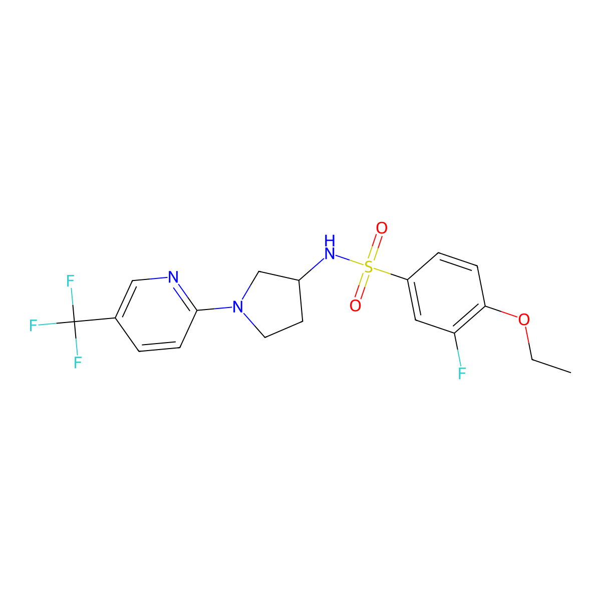 4-ethoxy-3-fluoro-N-(1-(5-(trifluoromethyl)pyridin-2-yl)pyrrolidin-3-yl)benzenesulfonamide molecular structure, CAS 1798541-56-6