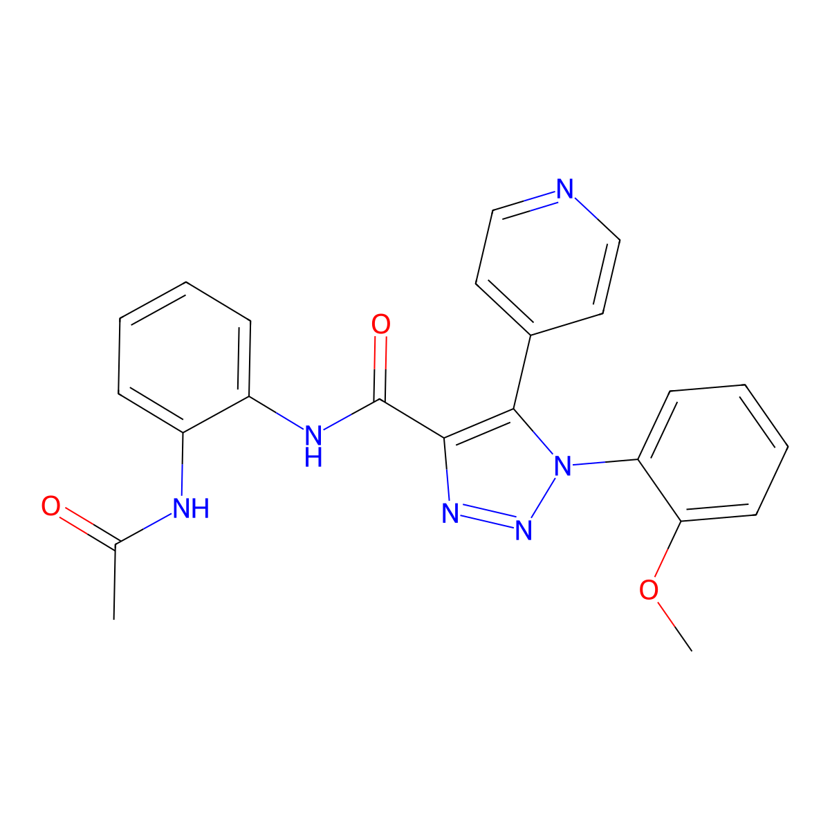 N-(2-acetamidophenyl)-1-(2-methoxyphenyl)-5-(pyridin-4-yl)-1H-1,2,3-triazole-4-carboxamide molecular structure, CAS 1798541-65-7