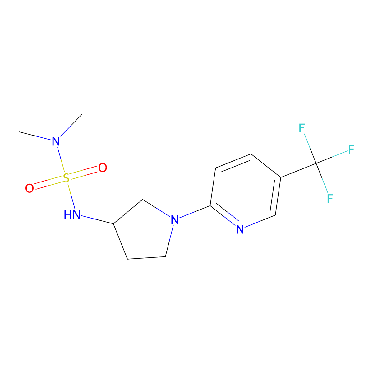 Dimethyl({1-[5-(trifluoromethyl)pyridin-2-yl]pyrrolidin-3-yl}sulfamoyl)amine molecular structure, CAS 1798541-69-1