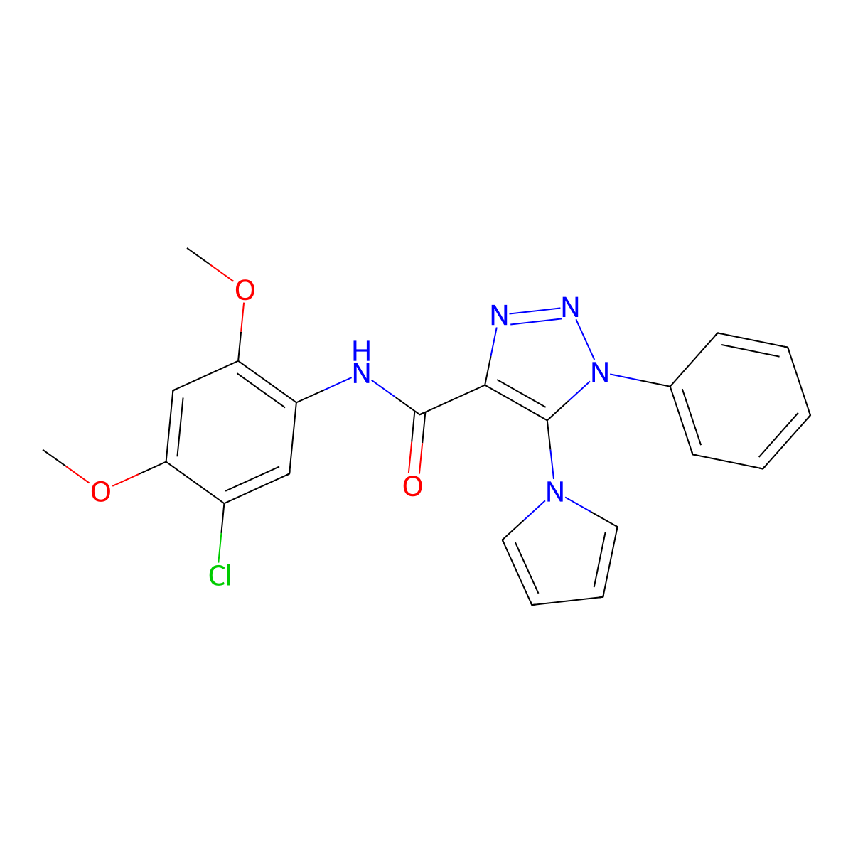N-(5-chloro-2,4-dimethoxyphenyl)-1-phenyl-5-(1H-pyrrol-1-yl)-1H-1,2,3-triazole-4-carboxamide molecular structure, CAS 1798541-78-2
