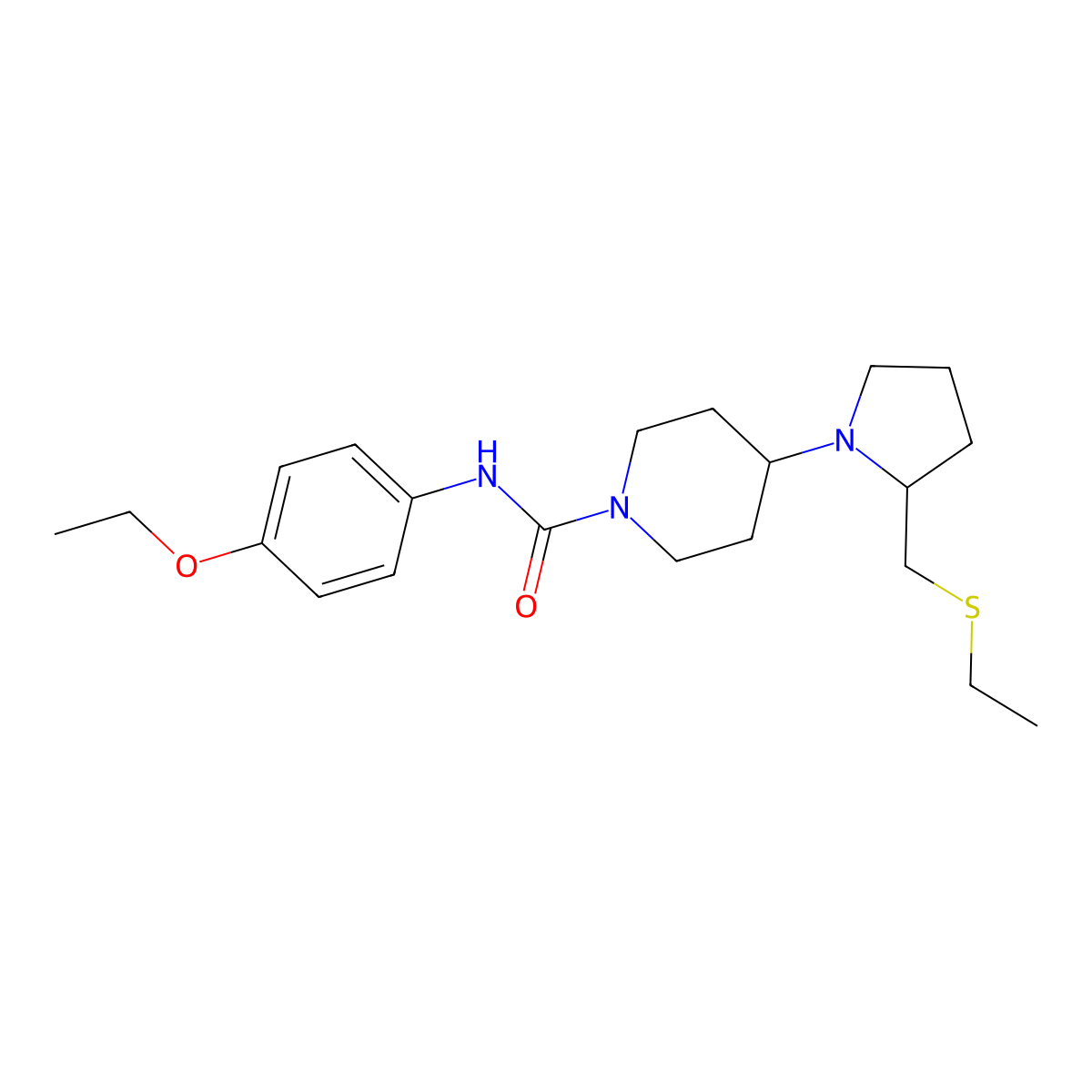 N-(4-ethoxyphenyl)-4-(2-((ethylthio)methyl)pyrrolidin-1-yl)piperidine-1-carboxamide molecular structure, CAS 1798541-86-2
