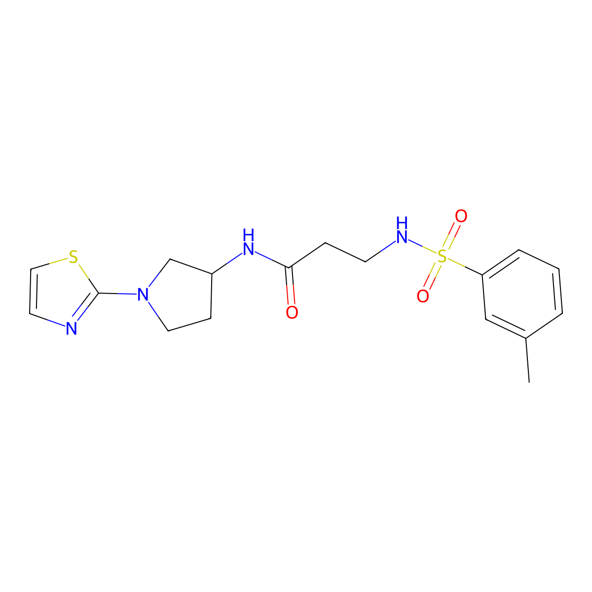 3-(3-methylbenzenesulfonamido)-N-[1-(1,3-thiazol-2-yl)pyrrolidin-3-yl]propanamide molecular structure, CAS 1798541-95-3