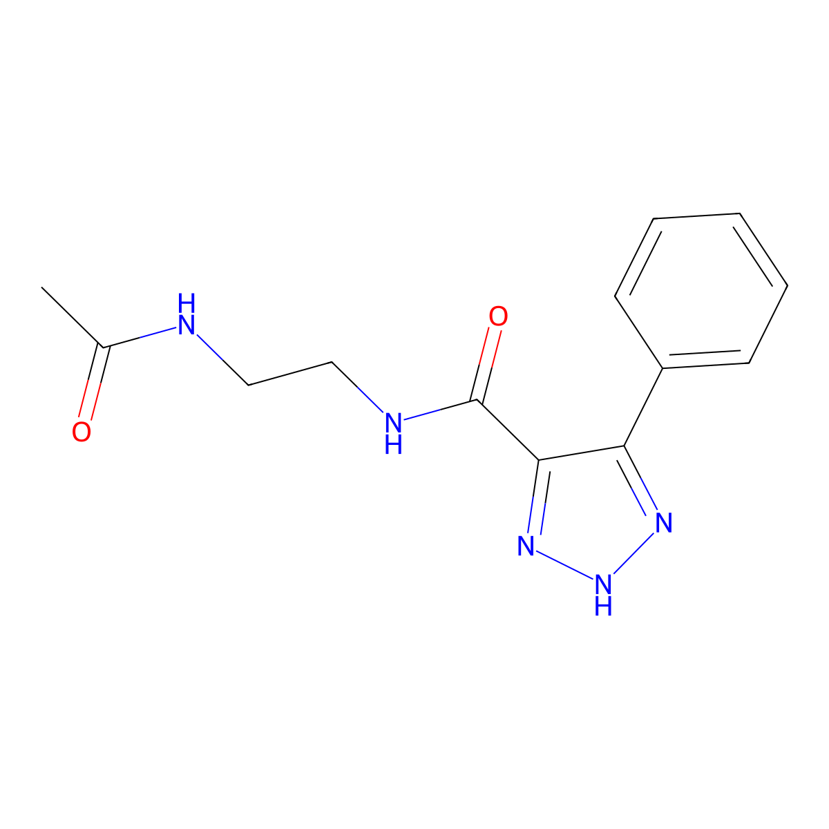 N-(2-acetamidoethyl)-4-phenyl-1H-1,2,3-triazole-5-carboxamide molecular structure, CAS 1798542-01-4