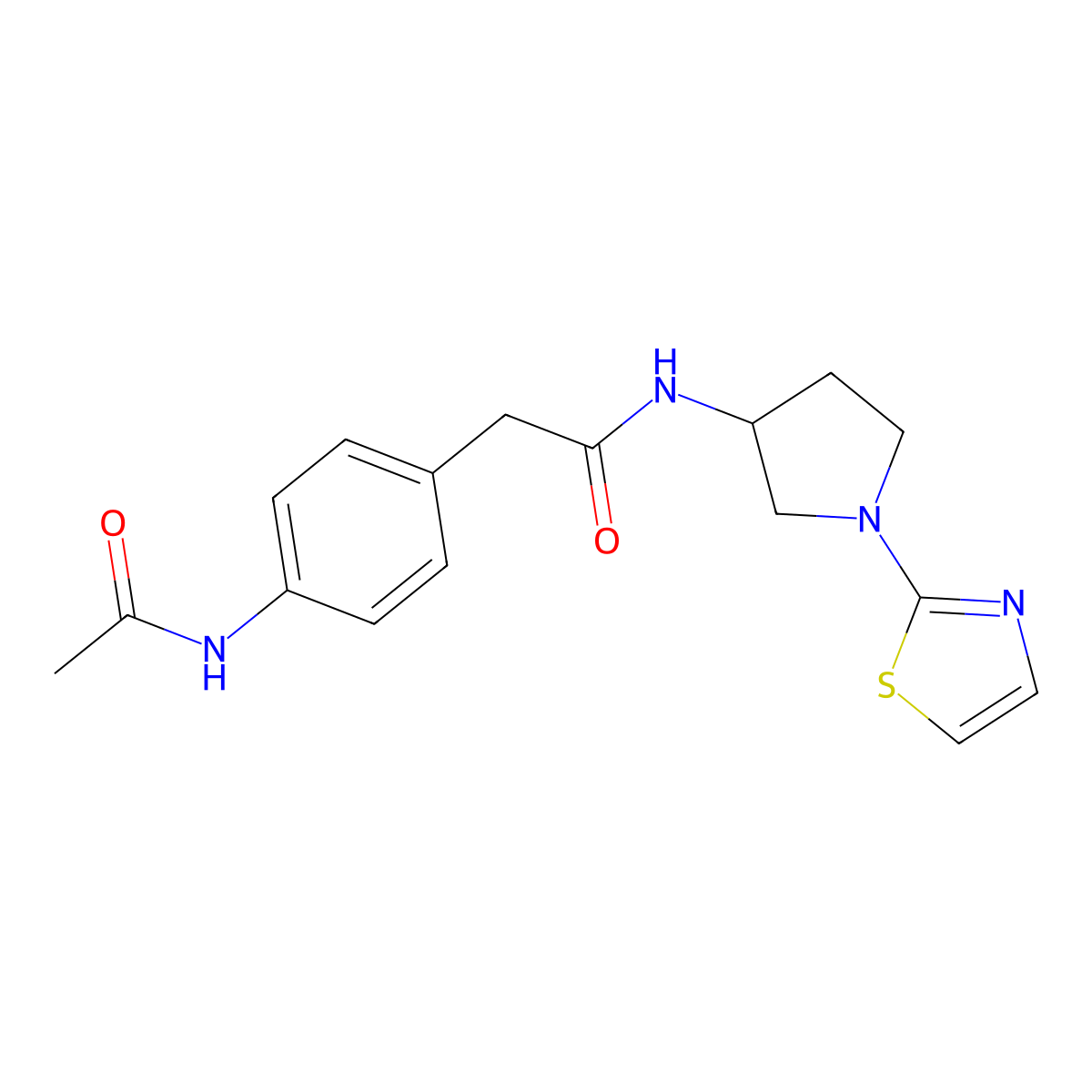2-(4-acetamidophenyl)-N-(1-(thiazol-2-yl)pyrrolidin-3-yl)acetamide molecular structure, CAS 1798542-05-8