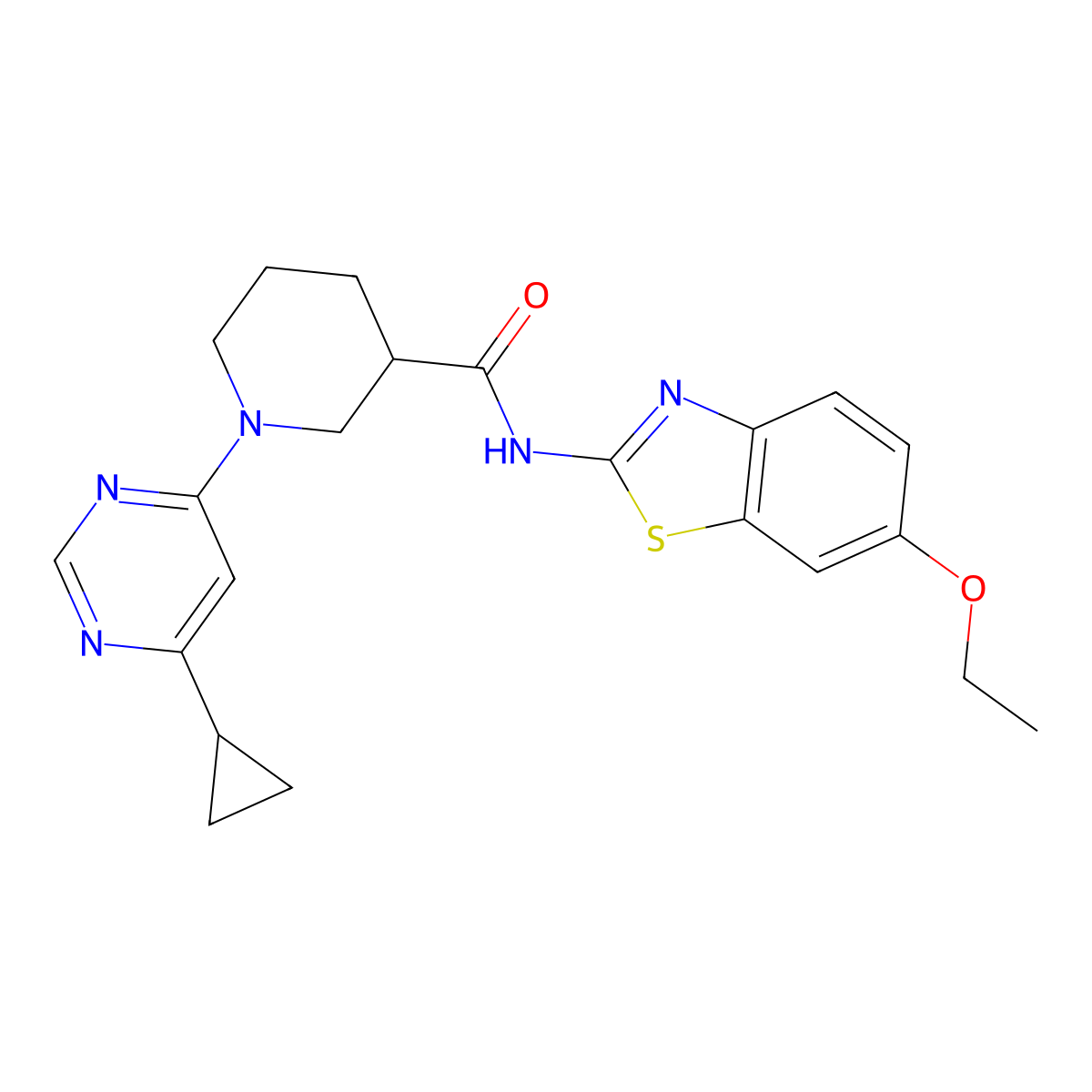 1-(6-cyclopropylpyrimidin-4-yl)-N-(6-ethoxybenzo[d]thiazol-2-yl)piperidine-3-carboxamide molecular structure, CAS 1798542-40-1