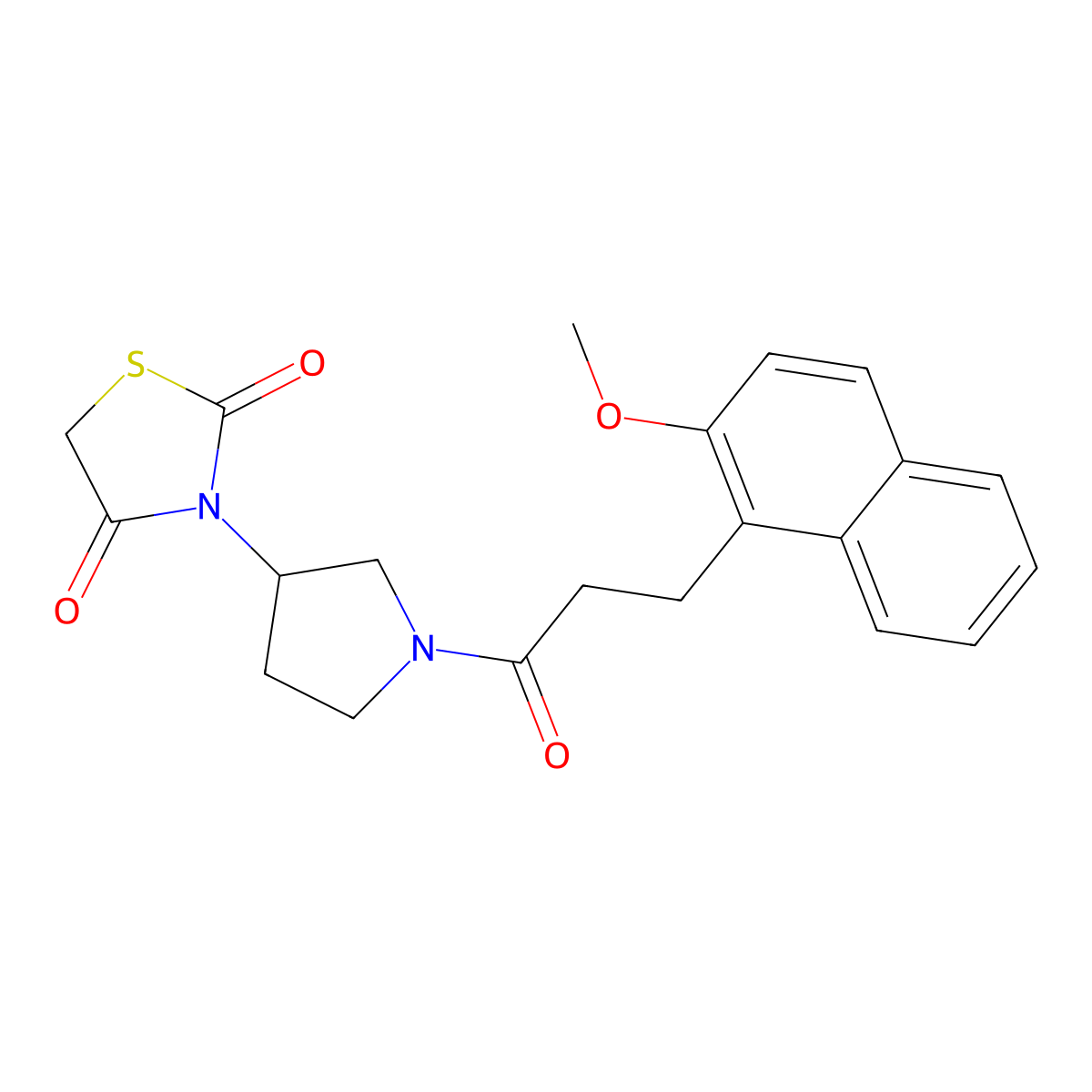 3-(1-(3-(2-Methoxynaphthalen-1-yl)propanoyl)pyrrolidin-3-yl)thiazolidine-2,4-dione molecular structure, CAS 1798542-47-8