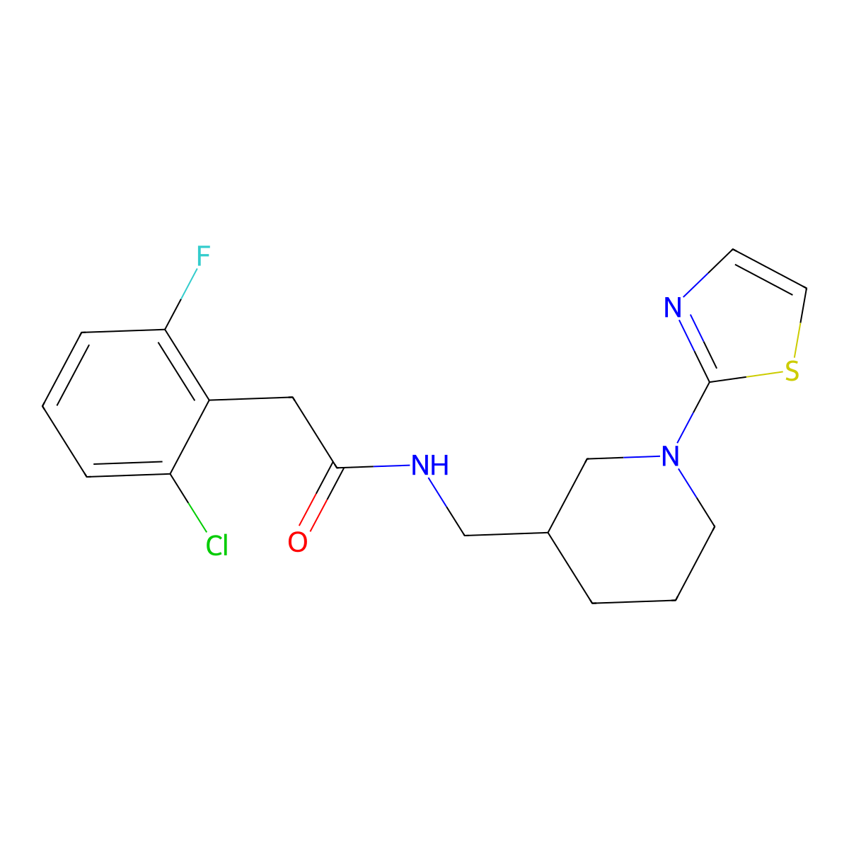 2-(2-chloro-6-fluorophenyl)-N-((1-(thiazol-2-yl)piperidin-3-yl)methyl)acetamide molecular structure, CAS 1798542-52-5
