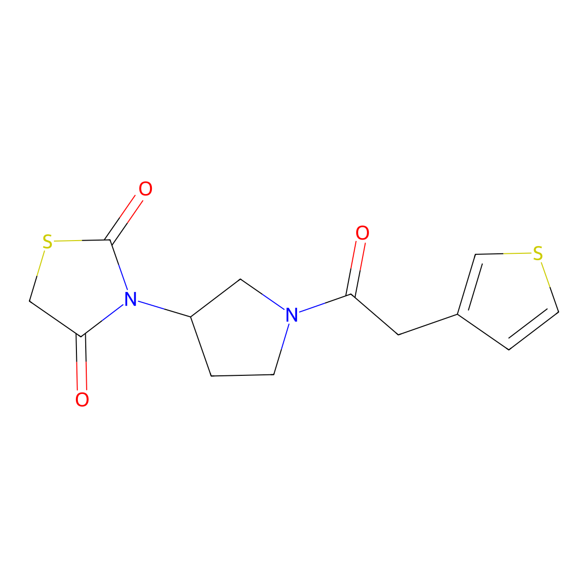 3-(1-(2-(Thiophen-3-yl)acetyl)pyrrolidin-3-yl)thiazolidine-2,4-dione molecular structure, CAS 1798542-54-7