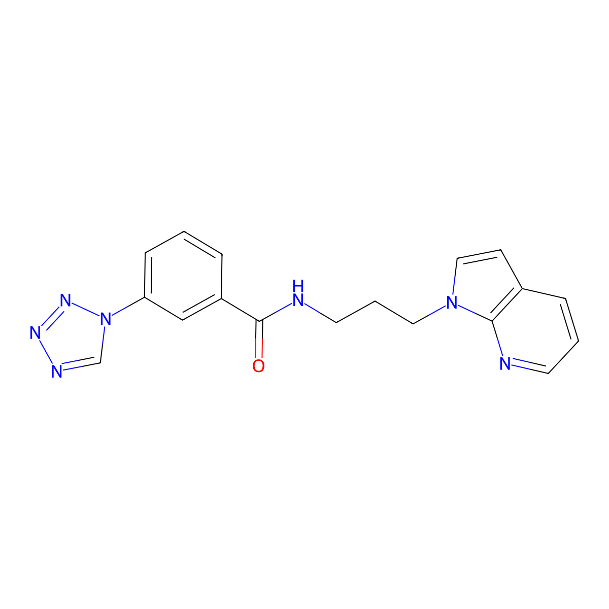 N-(3-(1H-pyrrolo[2,3-b]pyridin-1-yl)propyl)-3-(1H-tetrazol-1-yl)benzamide molecular structure, CAS 1798542-58-1