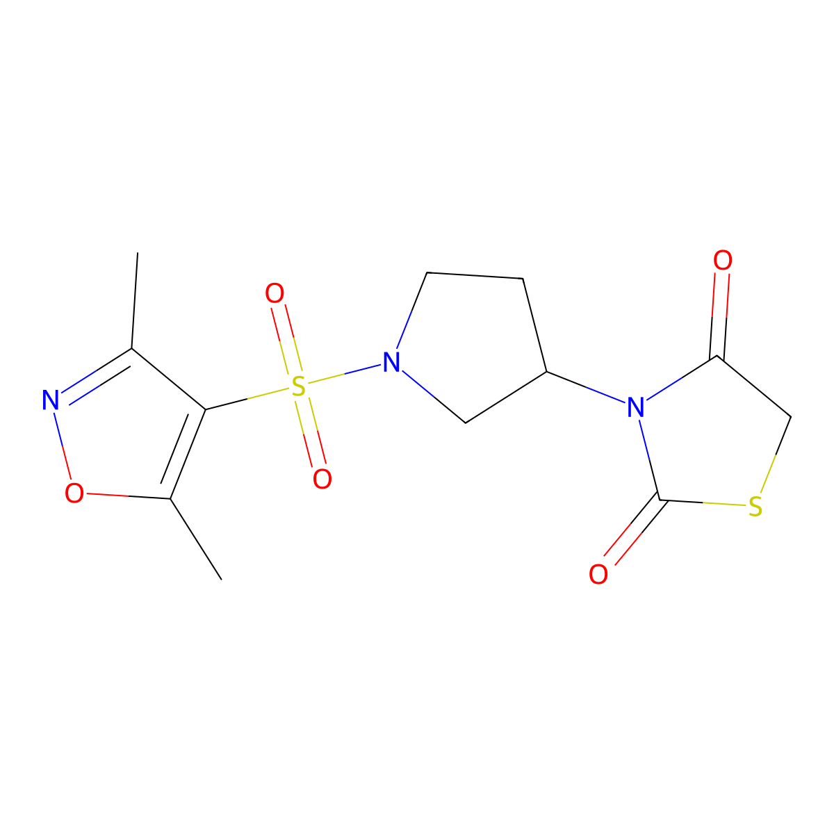 3-(1-((3,5-Dimethylisoxazol-4-yl)sulfonyl)pyrrolidin-3-yl)thiazolidine-2,4-dione molecular structure, CAS 1798542-62-7
