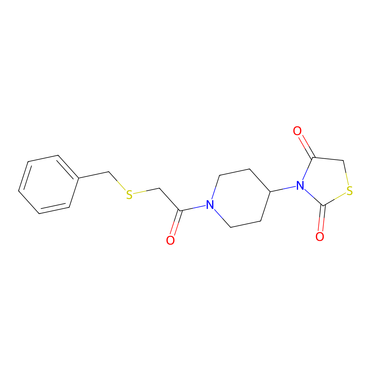 3-(1-(2-(Benzylthio)acetyl)piperidin-4-yl)thiazolidine-2,4-dione molecular structure, CAS 1798542-77-4