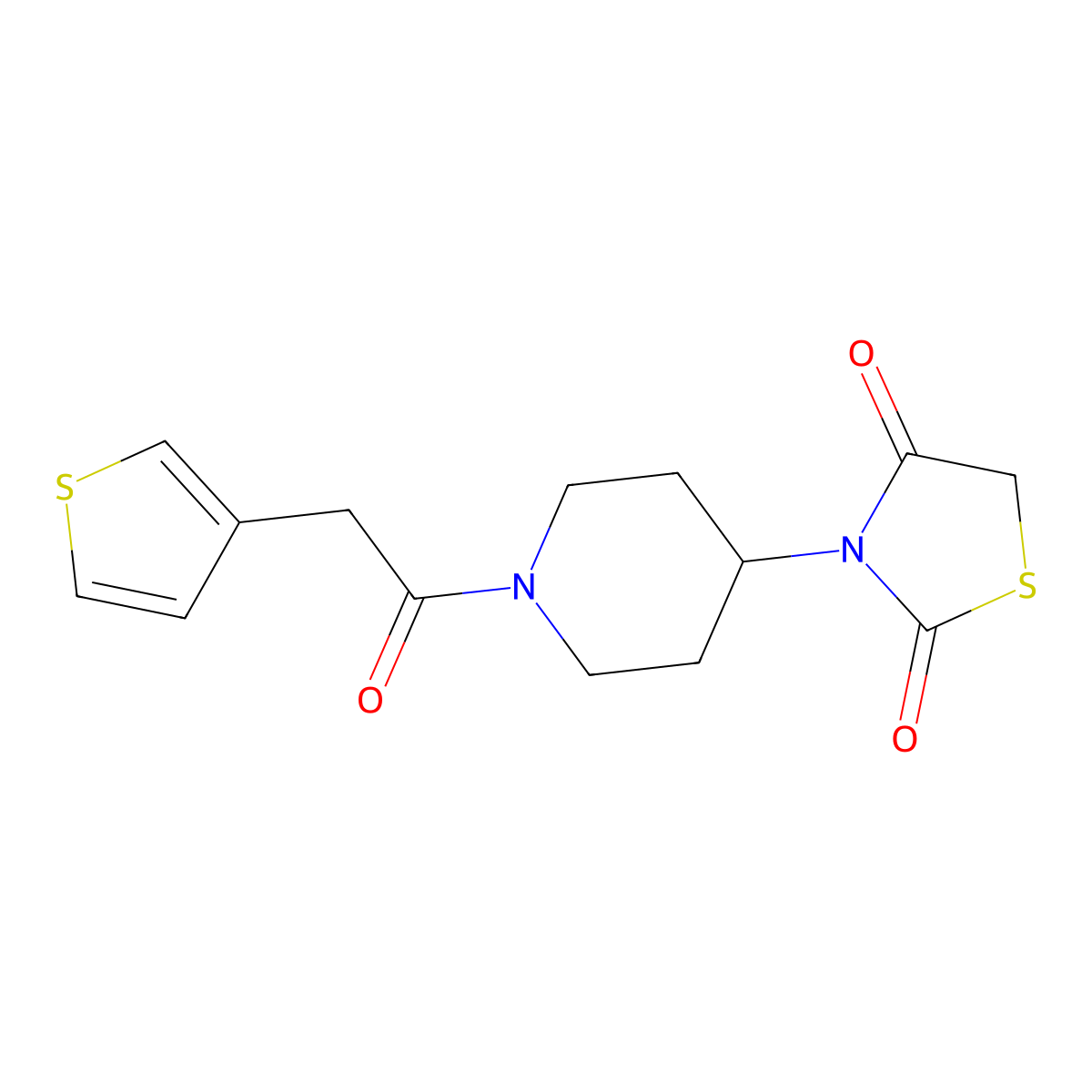 3-(1-(2-(Thiophen-3-yl)acetyl)piperidin-4-yl)thiazolidine-2,4-dione molecular structure, CAS 1798543-05-1