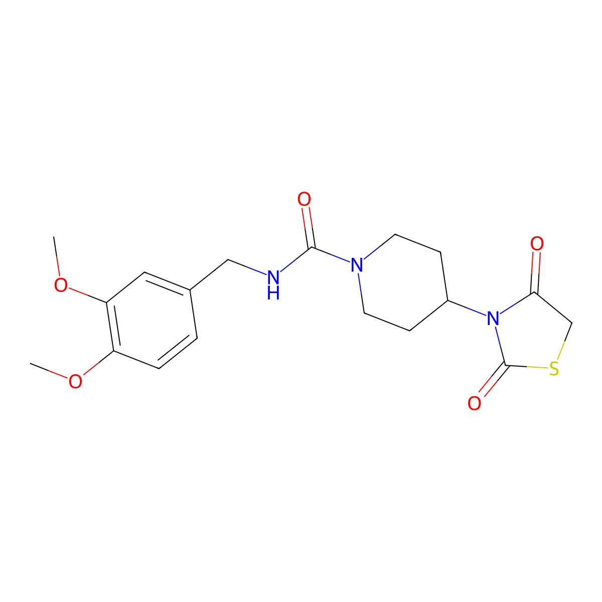 N-(3,4-dimethoxybenzyl)-4-(2,4-dioxothiazolidin-3-yl)piperidine-1-carboxamide molecular structure, CAS 1798543-14-2