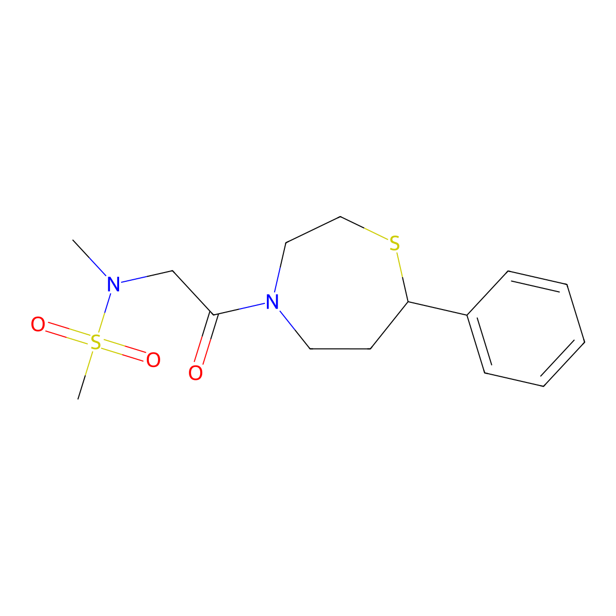 N-methyl-N-[2-oxo-2-(7-phenyl-1,4-thiazepan-4-yl)ethyl]methanesulfonamide molecular structure, CAS 1798543-19-7