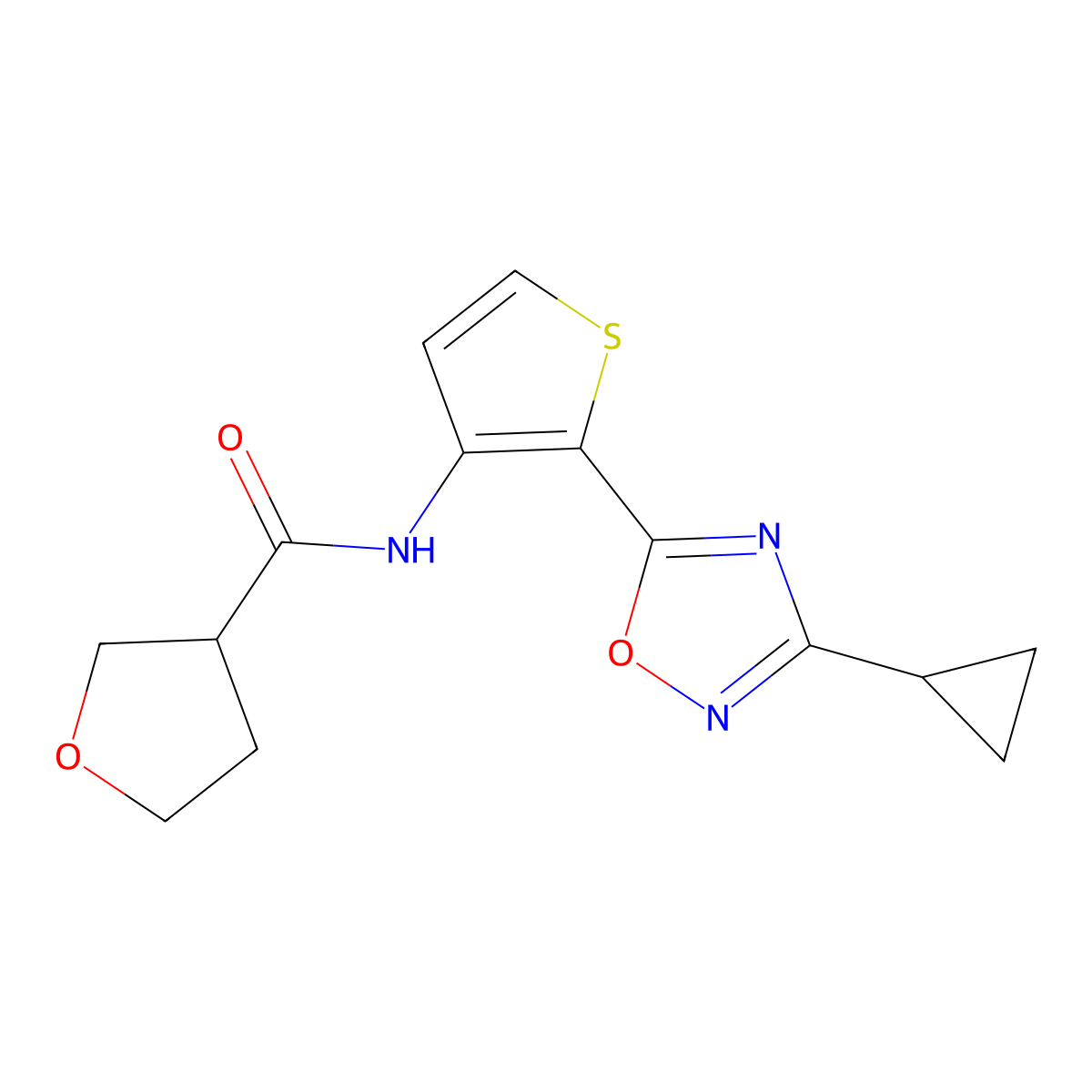 N-[2-(3-cyclopropyl-1,2,4-oxadiazol-5-yl)thiophen-3-yl]oxolane-3-carboxamide molecular structure, CAS 1798543-26-6