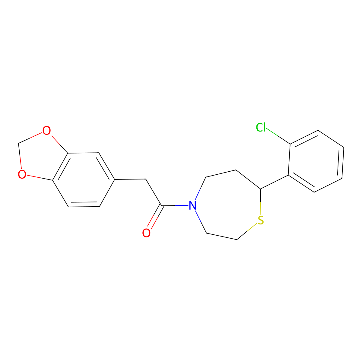 2-(Benzo[d][1,3]dioxol-5-yl)-1-(7-(2-chlorophenyl)-1,4-thiazepan-4-yl)ethanone molecular structure, CAS 1798543-27-7