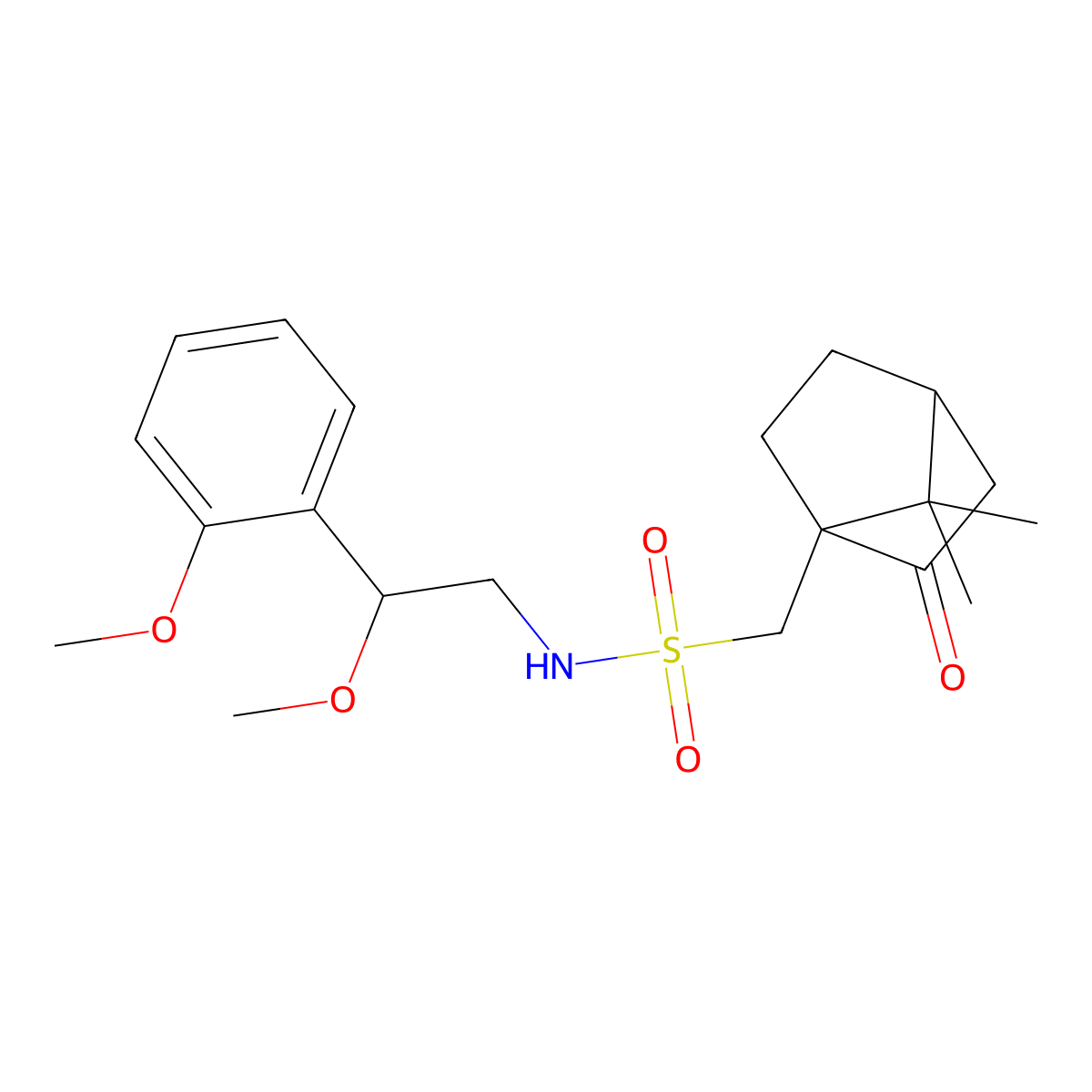1-(7,7-dimethyl-2-oxobicyclo[2.2.1]heptan-1-yl)-N-(2-methoxy-2-(2-methoxyphenyl)ethyl)methanesulfonamide molecular structure, CAS 1798543-66-4
