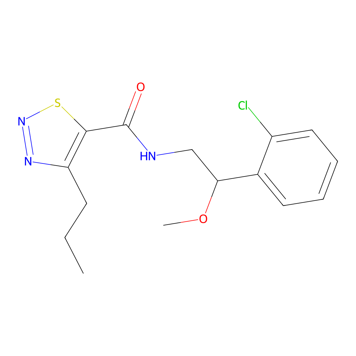 N-[2-(2-chlorophenyl)-2-methoxyethyl]-4-propyl-1,2,3-thiadiazole-5-carboxamide molecular structure, CAS 1798544-09-8