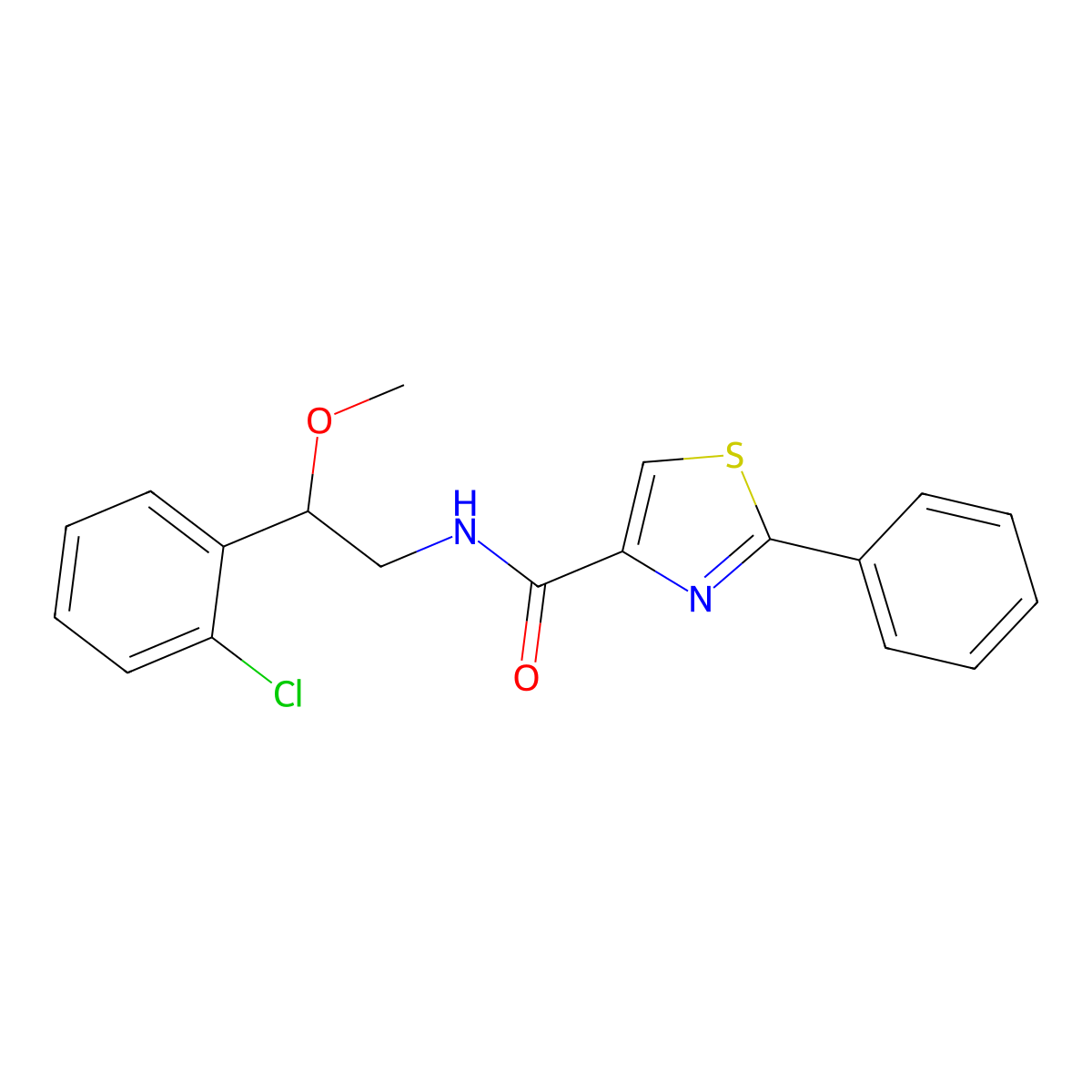 N-(2-(2-chlorophenyl)-2-methoxyethyl)-2-phenylthiazole-4-carboxamide molecular structure, CAS 1798544-17-8