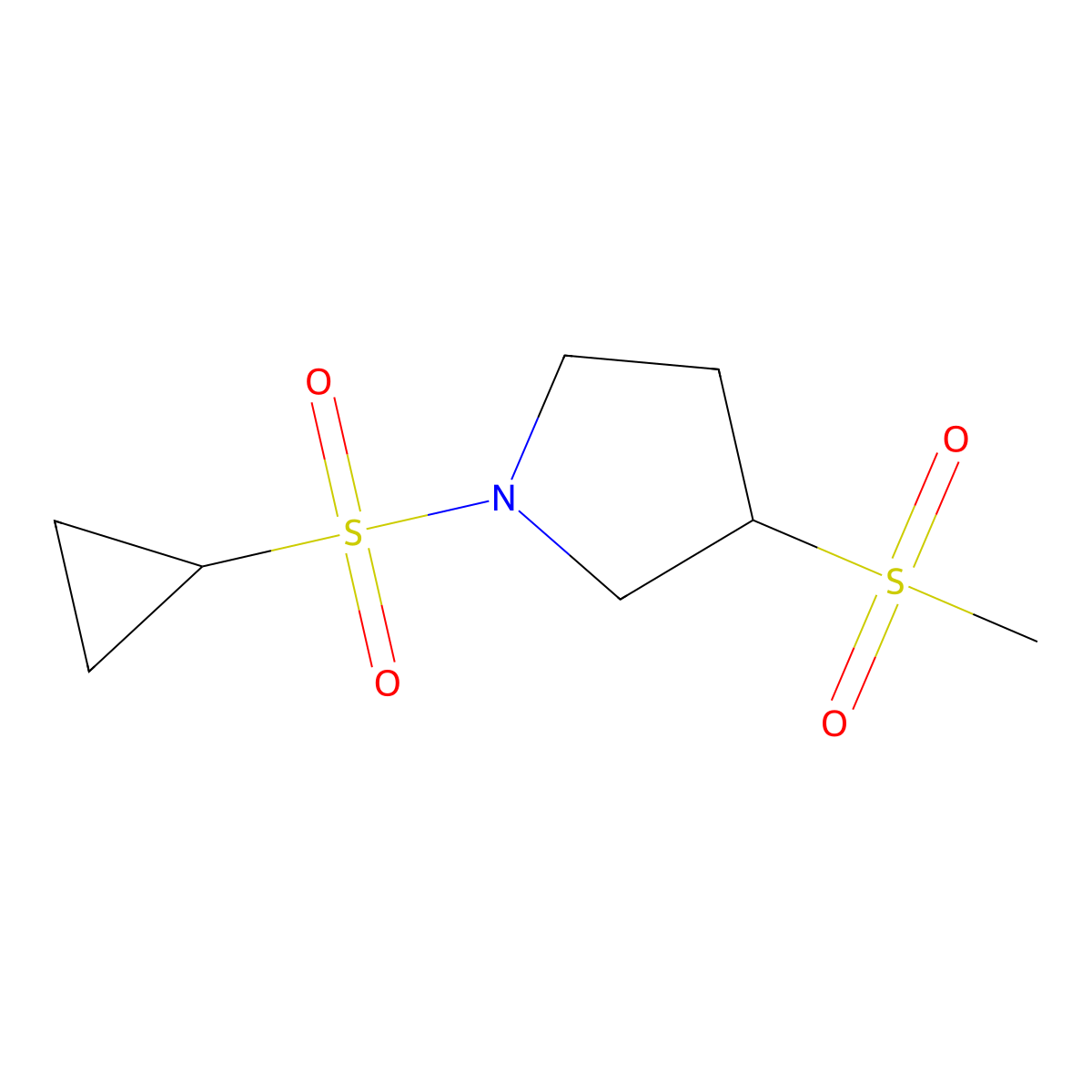 1-(Cyclopropylsulfonyl)-3-(methylsulfonyl)pyrrolidine molecular structure, CAS 1798544-30-5