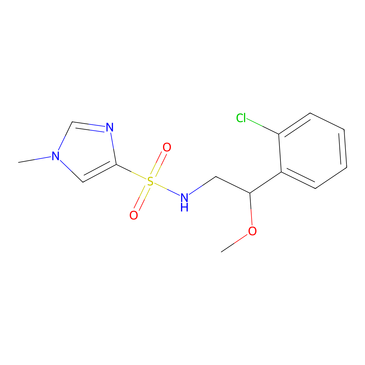N-[2-(2-chlorophenyl)-2-methoxyethyl]-1-methyl-1H-imidazole-4-sulfonamide molecular structure, CAS 1798544-39-4