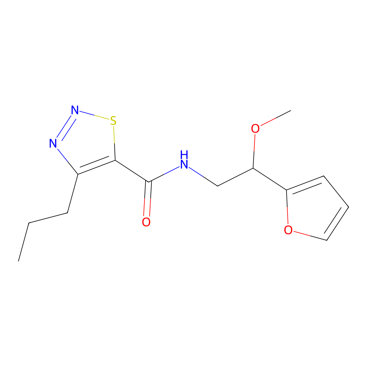 N-(2-(furan-2-yl)-2-methoxyethyl)-4-propyl-1,2,3-thiadiazole-5-carboxamide molecular structure, CAS 1798544-53-2