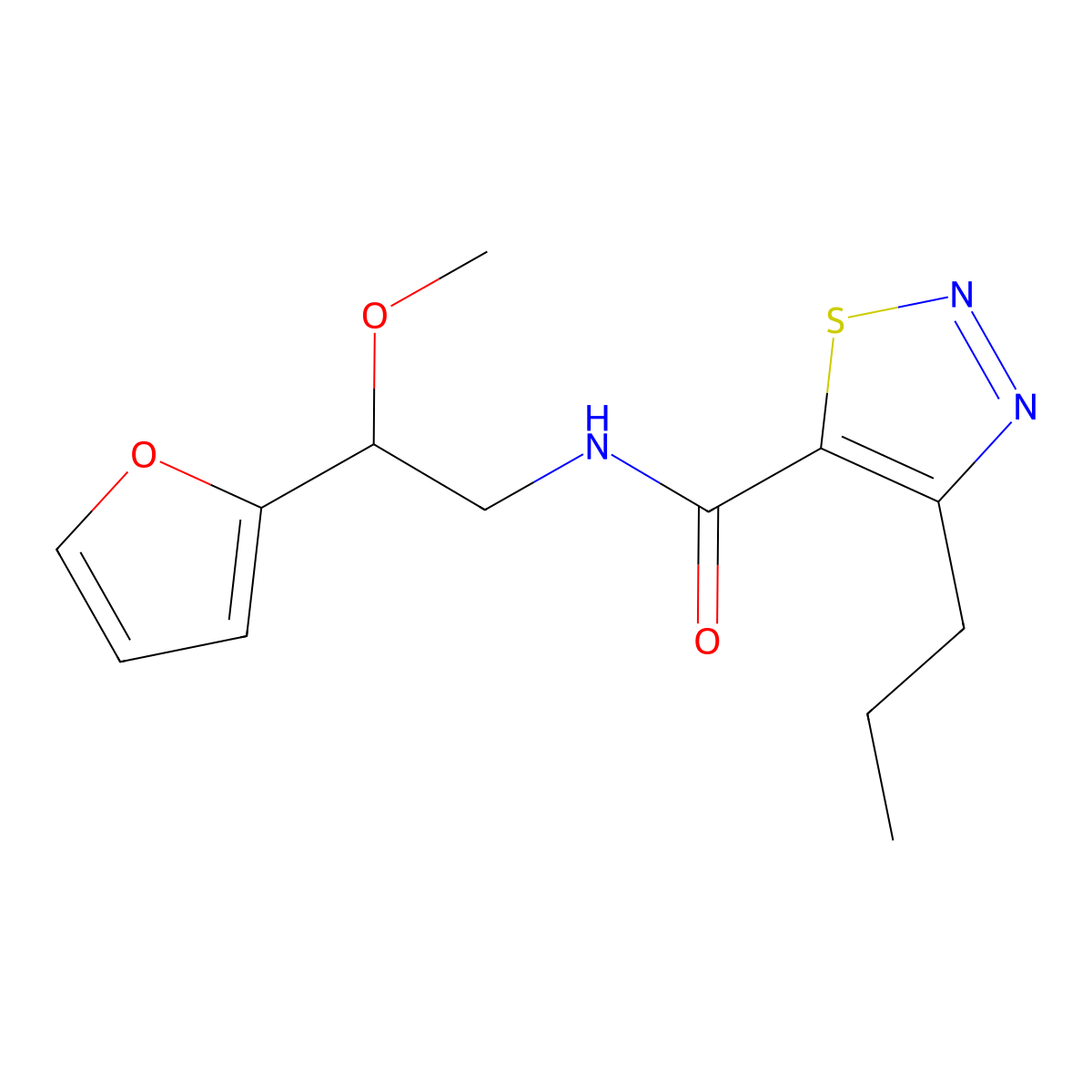 N-(2-(furan-2-yl)-2-methoxyethyl)-4-propyl-1,2,3-thiadiazole-5-carboxamide molecular structure, CAS 1798544-53-2