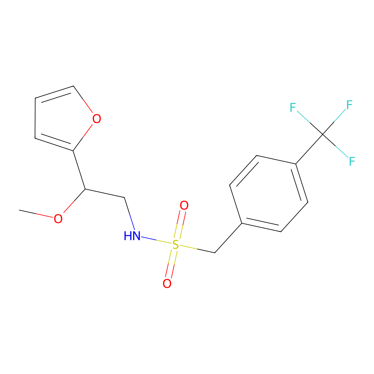 N-[2-(furan-2-yl)-2-methoxyethyl]-1-[4-(trifluoromethyl)phenyl]methanesulfonamide molecular structure, CAS 1798544-70-3