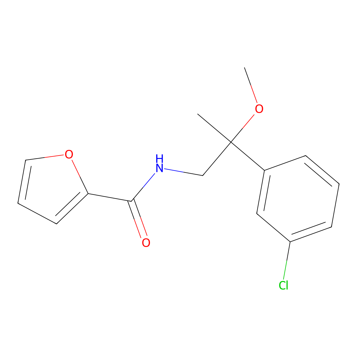 N-[2-(3-chlorophenyl)-2-methoxypropyl]furan-2-carboxamide molecular structure, CAS 1798544-76-9