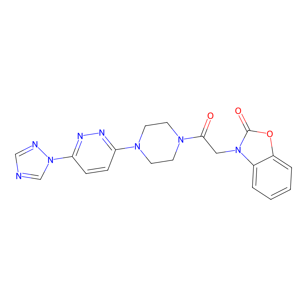 3-(2-(4-(6-(1H-1,2,4-triazol-1-yl)pyridazin-3-yl)piperazin-1-yl)-2-oxoethyl)benzo[d]oxazol-2(3H)-one molecular structure, CAS 1798545-21-7