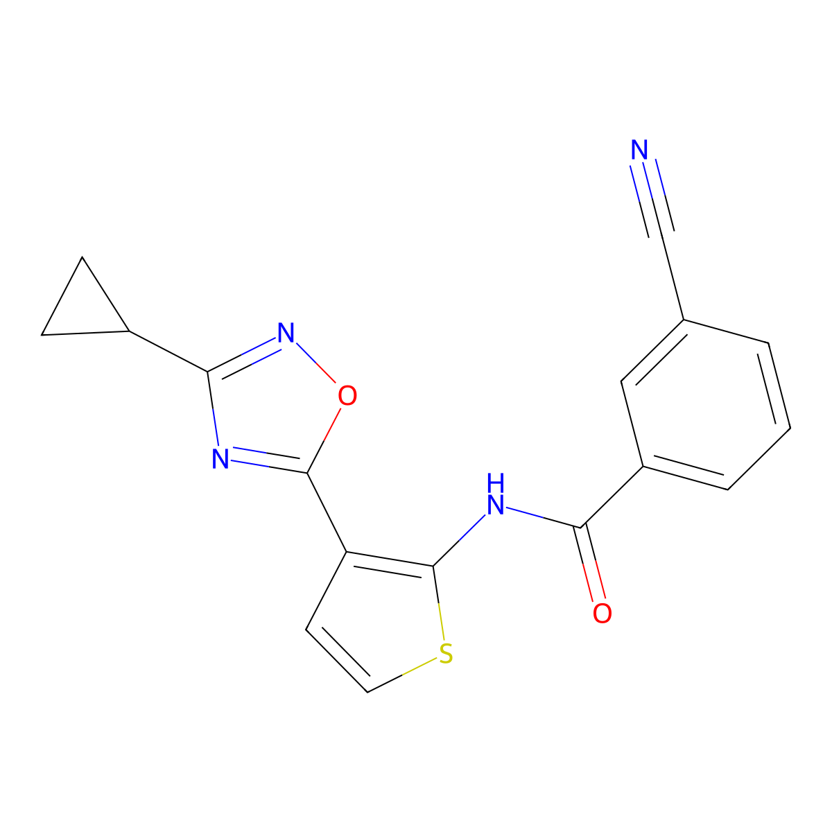 3-cyano-N-[3-(3-cyclopropyl-1,2,4-oxadiazol-5-yl)thiophen-2-yl]benzamide molecular structure, CAS 1798545-64-8