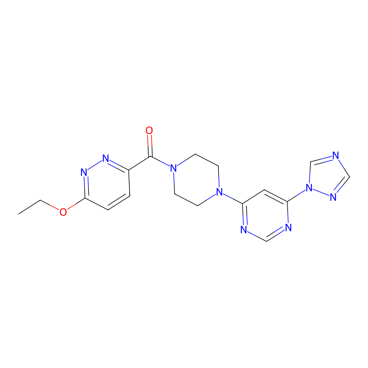(4-(6-(1H-1,2,4-triazol-1-yl)pyrimidin-4-yl)piperazin-1-yl)(6-ethoxypyridazin-3-yl)methanone molecular structure, CAS 1798546-41-4