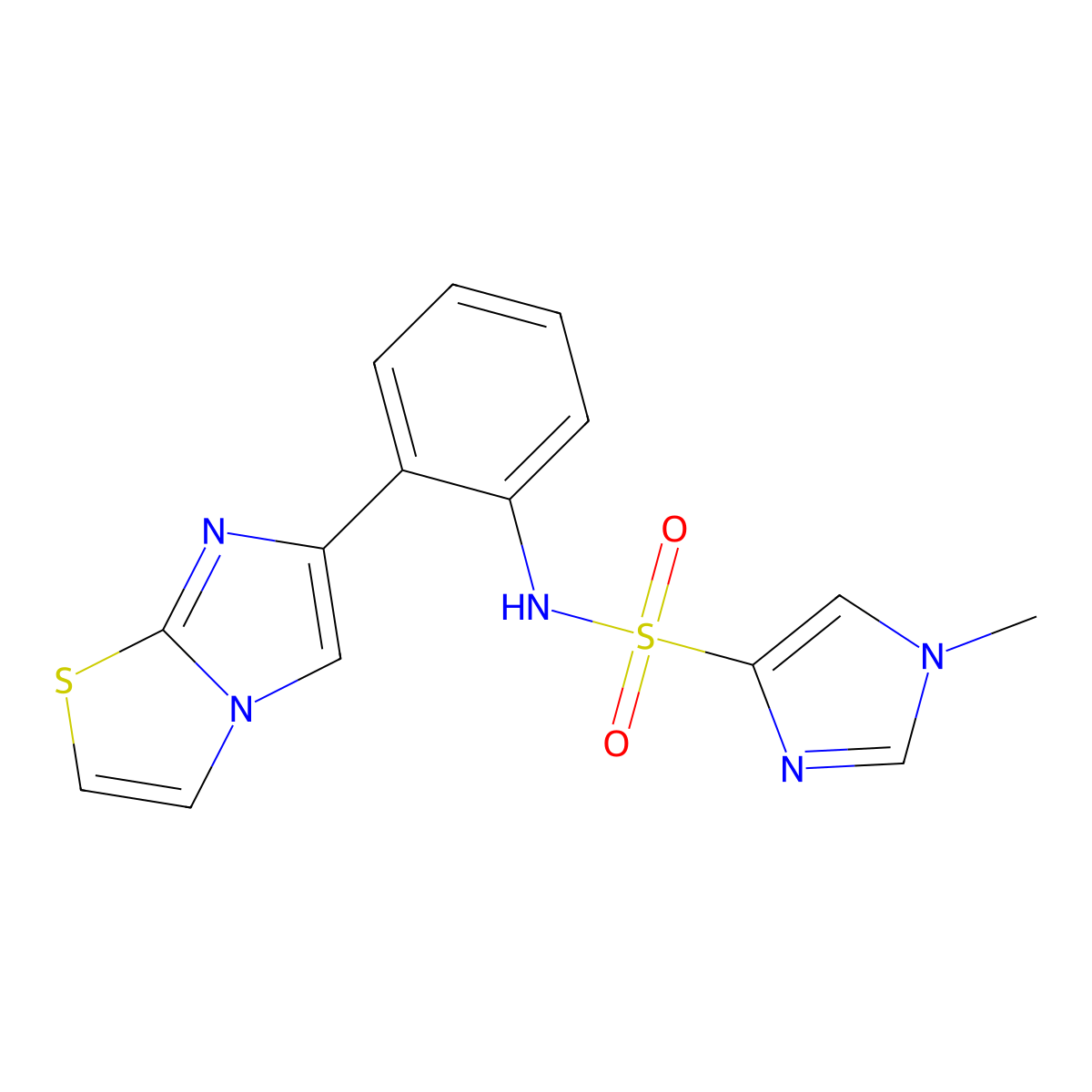 N-(2-(imidazo[2,1-b]thiazol-6-yl)phenyl)-1-methyl-1H-imidazole-4-sulfonamide molecular structure, CAS 1798546-48-1
