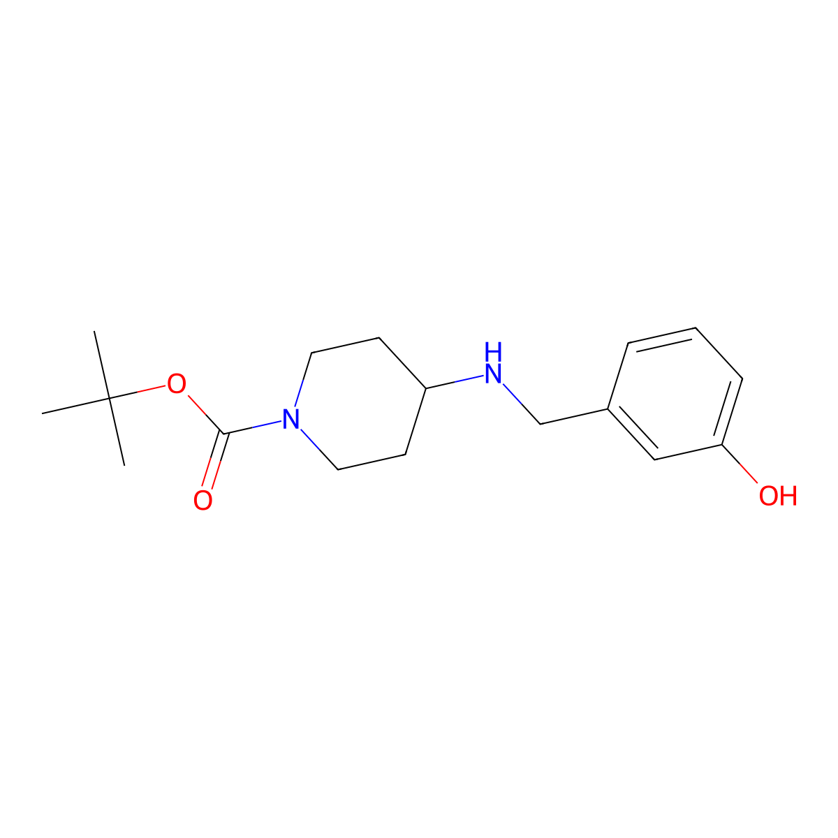 Tert-butyl 4-(3-hydroxybenzylamino)piperidine-1-carboxylate molecular structure, CAS 1798576-06-3