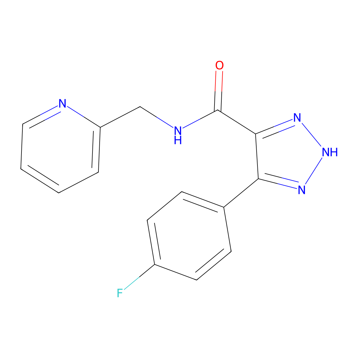 4-(4-fluorophenyl)-N-(pyridin-2-ylmethyl)-1H-1,2,3-triazole-5-carboxamide molecular structure, CAS 1798617-97-6