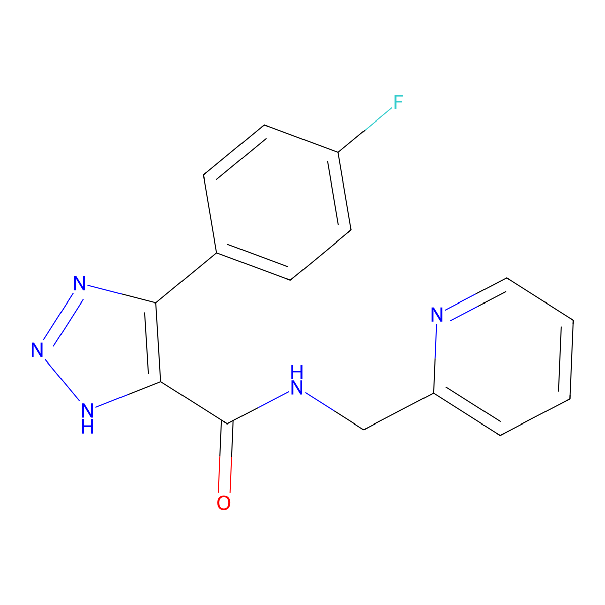 4-(4-fluorophenyl)-N-(pyridin-2-ylmethyl)-1H-1,2,3-triazole-5-carboxamide molecular structure, CAS 1798617-97-6