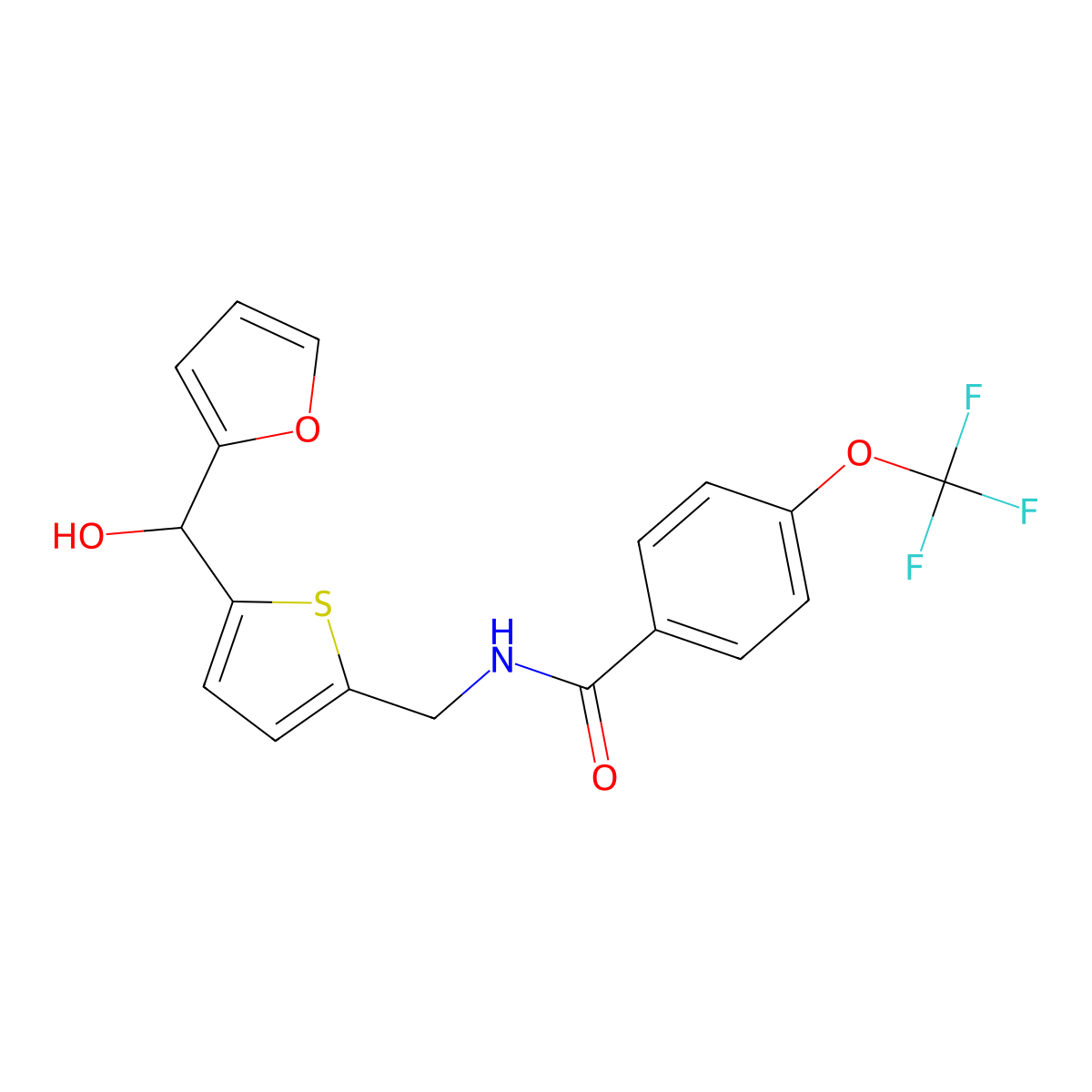 N-((5-(furan-2-yl(hydroxy)methyl)thiophen-2-yl)methyl)-4-(trifluoromethoxy)benzamide molecular structure, CAS 1798618-45-7