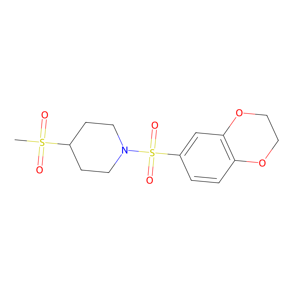 1-((2,3-Dihydrobenzo[b][1,4]dioxin-6-yl)sulfonyl)-4-(methylsulfonyl)piperidine molecular structure, CAS 1798618-52-6