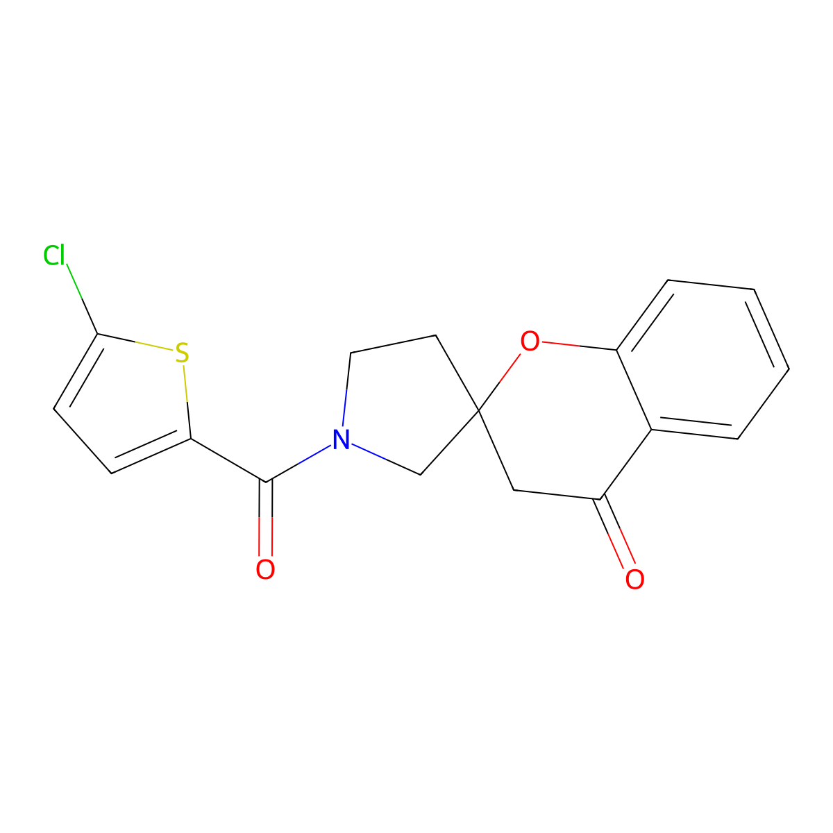 1'-(5-Chlorothiophene-2-carbonyl)-3,4-dihydrospiro[1-benzopyran-2,3'-pyrrolidine]-4-one molecular structure, CAS 1798618-55-9