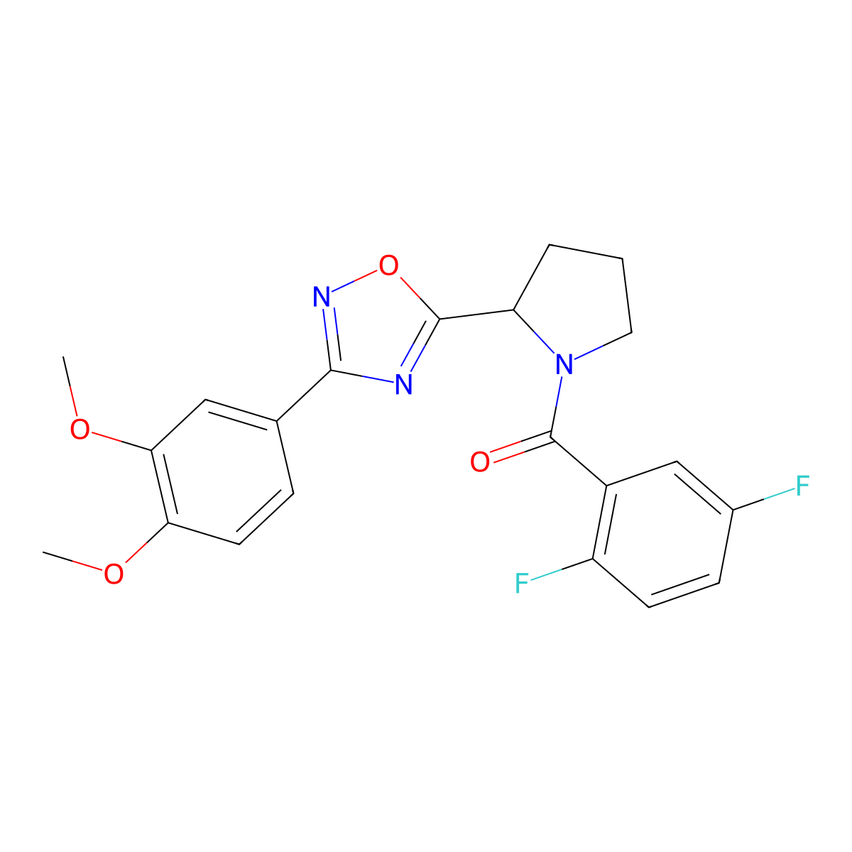 5-[1-(2,5-Difluorobenzoyl)pyrrolidin-2-yl]-3-(3,4-dimethoxyphenyl)-1,2,4-oxadiazole molecular structure, CAS 1798618-75-3
