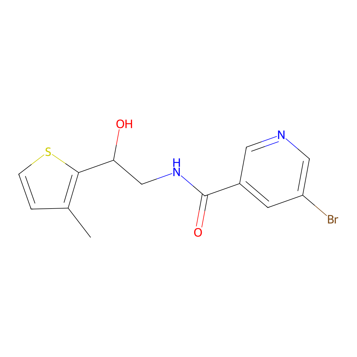 5-bromo-N-(2-hydroxy-2-(3-methylthiophen-2-yl)ethyl)nicotinamide molecular structure, CAS 1798618-76-4