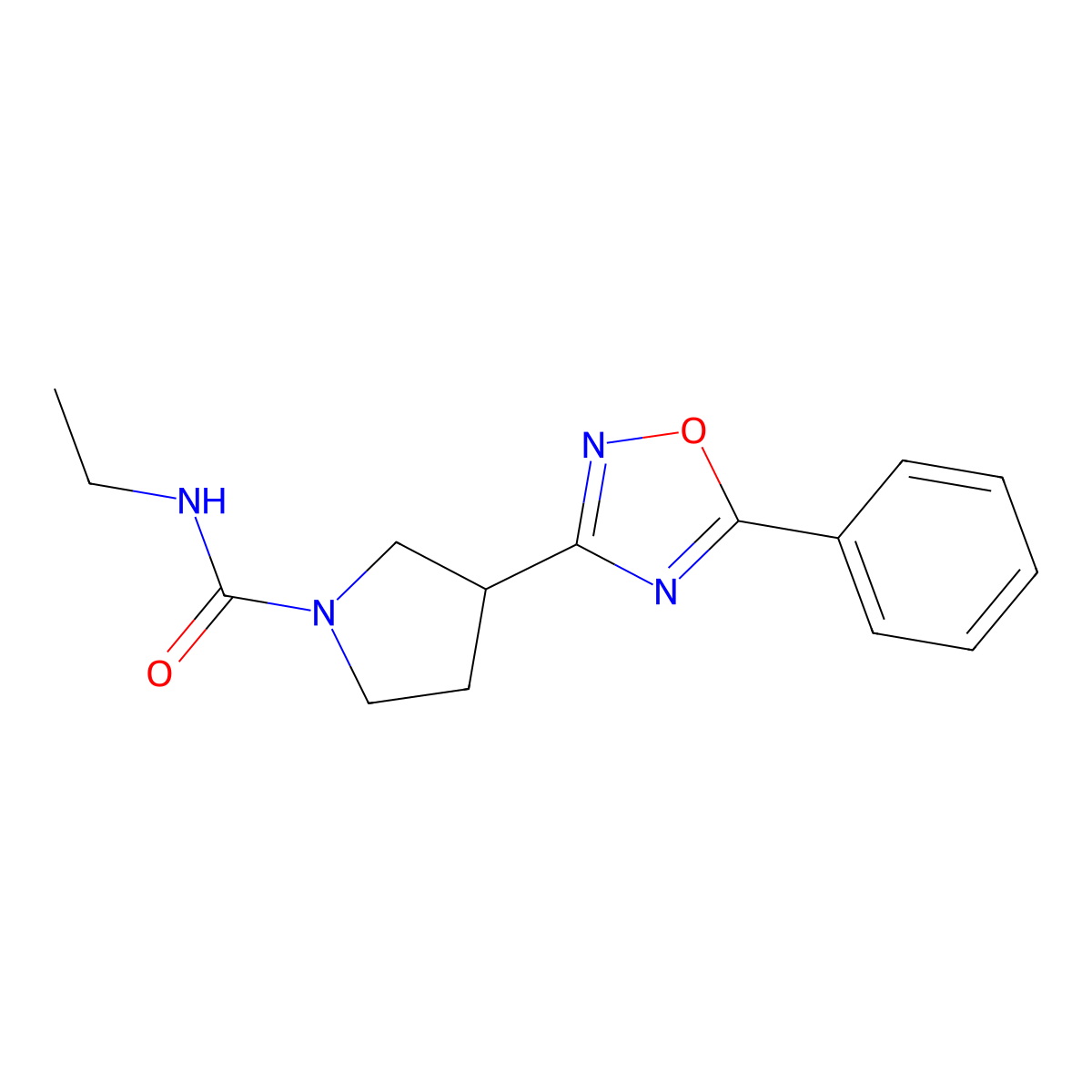 N-ethyl-3-(5-phenyl-1,2,4-oxadiazol-3-yl)pyrrolidine-1-carboxamide molecular structure, CAS 1798618-77-5