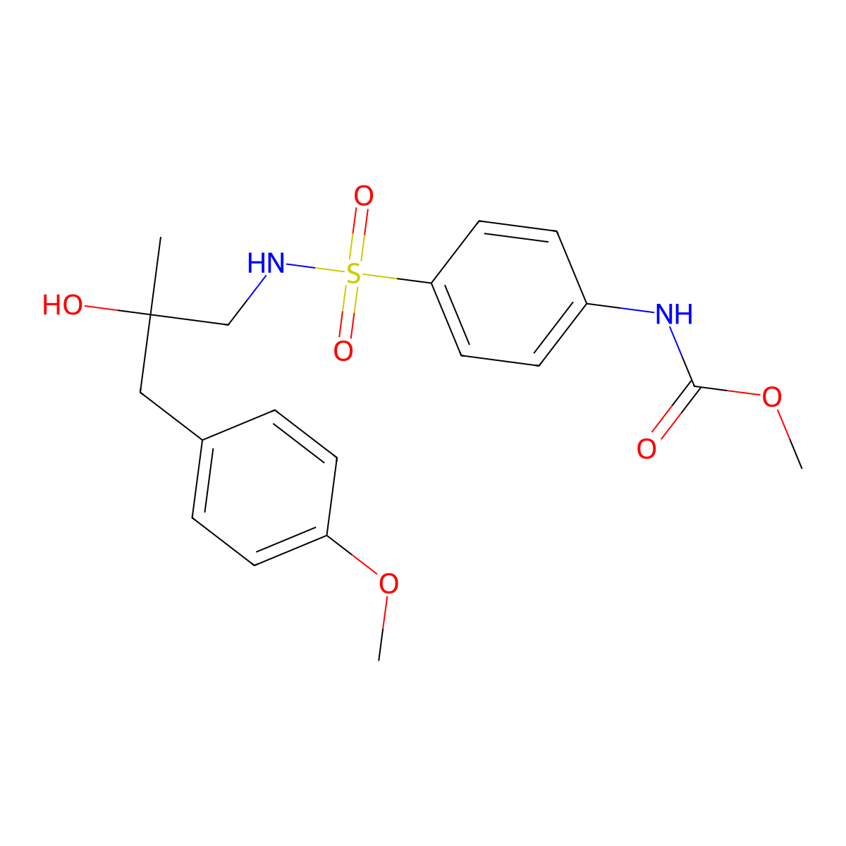 methyl (4-(N-(2-hydroxy-3-(4-methoxyphenyl)-2-methylpropyl)sulfamoyl)phenyl)carbamate molecular structure, CAS 1798618-89-9