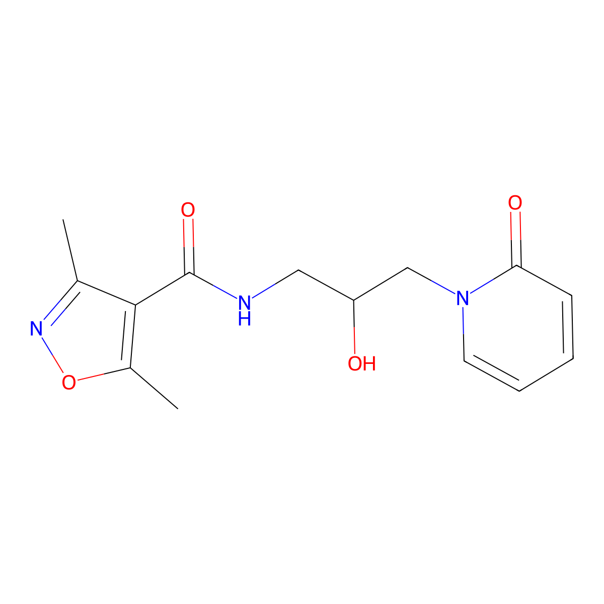 N-(2-hydroxy-3-(2-oxopyridin-1(2H)-yl)propyl)-3,5-dimethylisoxazole-4-carboxamide molecular structure, CAS 1798618-99-1