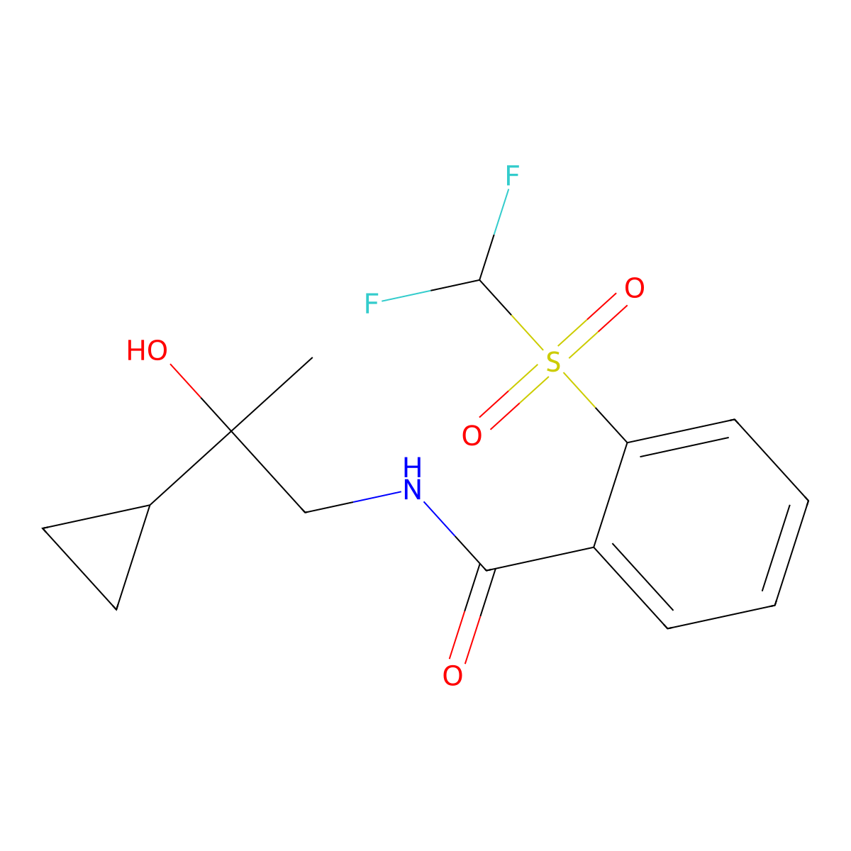N-(2-cyclopropyl-2-hydroxypropyl)-2-((difluoromethyl)sulfonyl)benzamide molecular structure, CAS 1798619-03-0