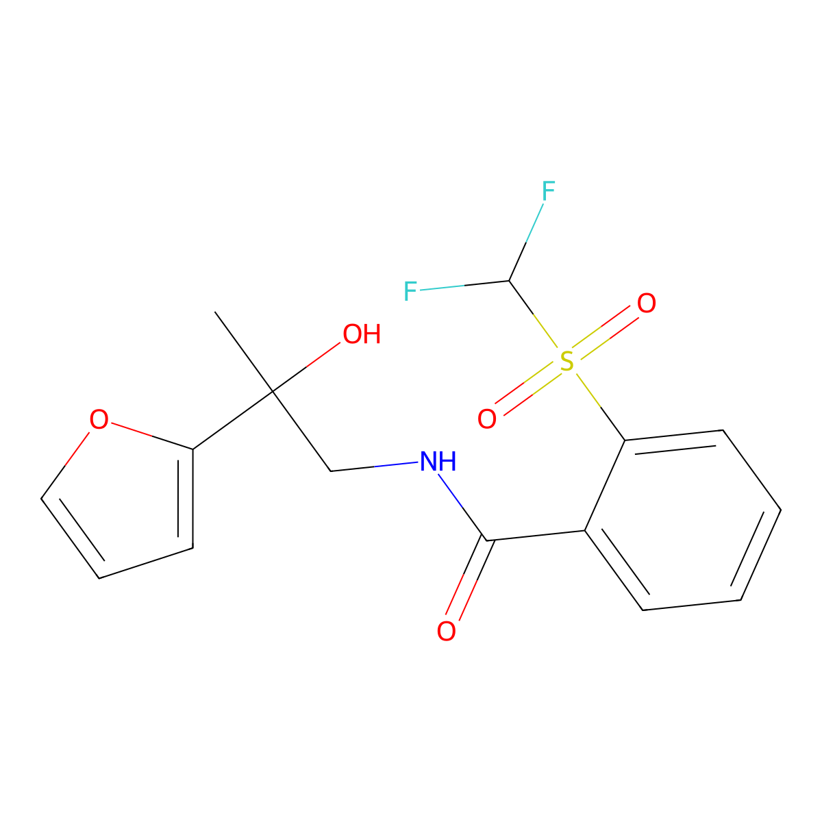 2-((difluoromethyl)sulfonyl)-N-(2-(furan-2-yl)-2-hydroxypropyl)benzamide molecular structure, CAS 1798619-12-1