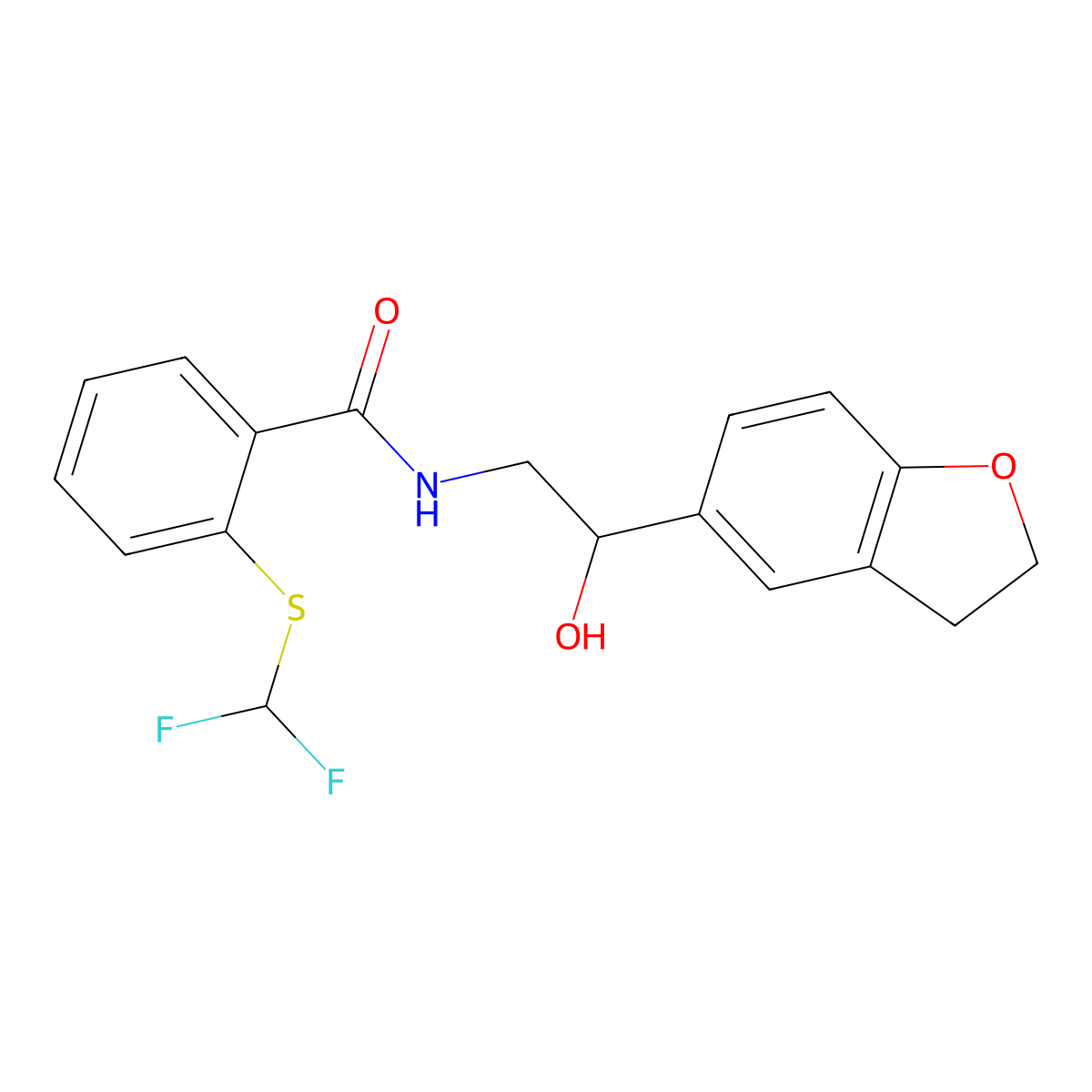 2-((difluoromethyl)thio)-N-(2-(2,3-dihydrobenzofuran-5-yl)-2-hydroxyethyl)benzamide molecular structure, CAS 1798619-54-1