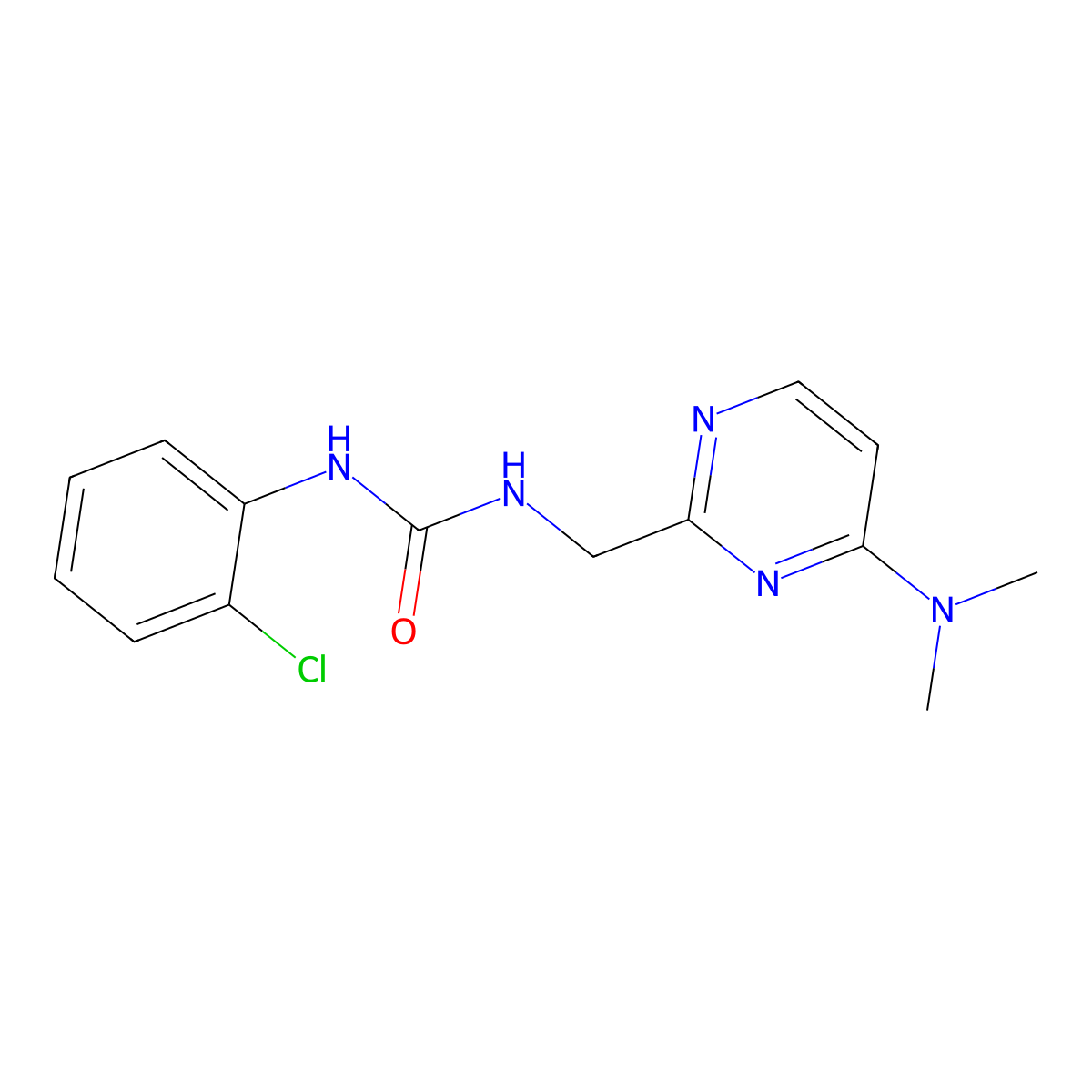 1-(2-Chlorophenyl)-3-((4-(dimethylamino)pyrimidin-2-yl)methyl)urea molecular structure, CAS 1798619-62-1