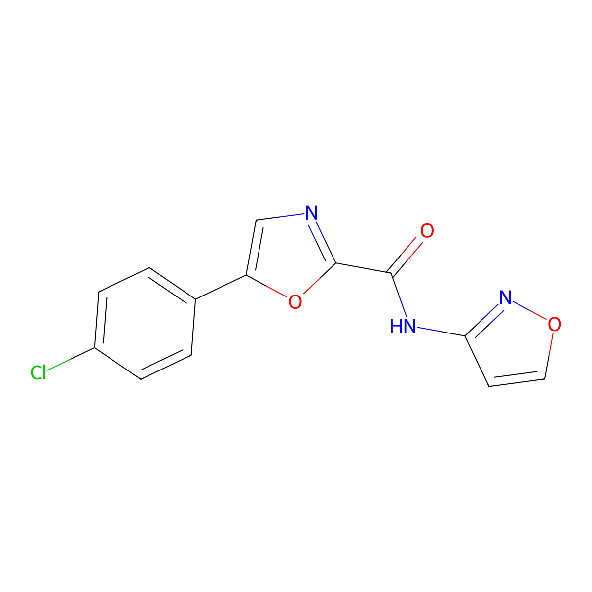 5-(4-chlorophenyl)-N-(isoxazol-3-yl)oxazole-2-carboxamide molecular structure, CAS 1798620-08-2